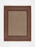 Tapis Mir indien fait main, motif Boteh ivoire