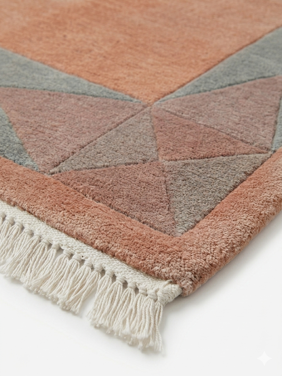 Tapis népalais, vue du tissage en laine tibétaine