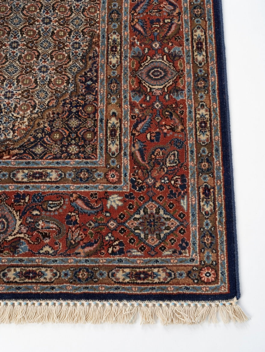Tapis persan Kashan, détail du tissage noué main