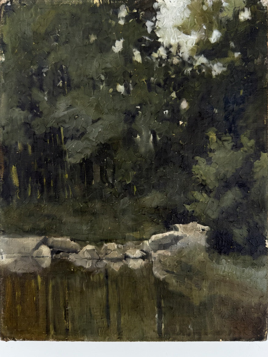 Pond landscape in undergrowth – Unsigned