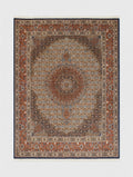 Tapis persan Kashan noué main, médaillon floral, laine sur laine